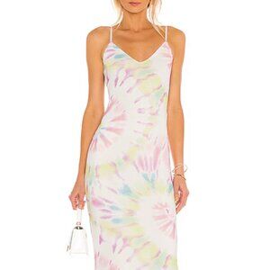 AFRM  Amina Mesh Knit Blanc Spiral Tie Dye Midi Dress-Size Medium